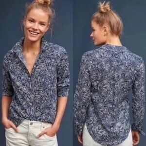 Maeve Anthropologie Petrin Floral Button-Down Shirt, Size 4